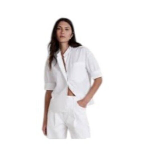 Banana Republic Factory Buttoned-Cuff Shirt White Size S Minimalist Quiet Luxury - Picture 1 of 16
